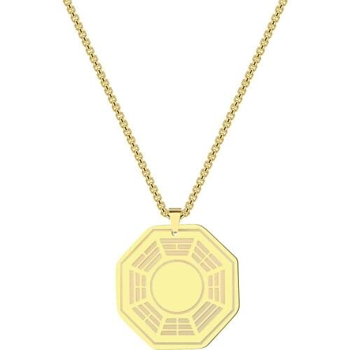 Kinitial Fashion Buddhism Yin Yang Necklaces for Women Stainless Steel Sanskrit Yoga Talisman Pendant Choker Gifts Jewelry