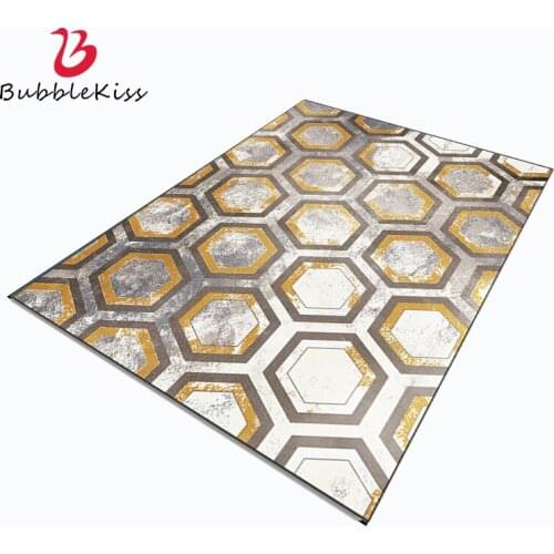 Bubble Kiss Soft Carpet Bedroom Decoration Rug Nordic style Geometric Creative Pattern Carpet for Living Room Gold Edge Carpets