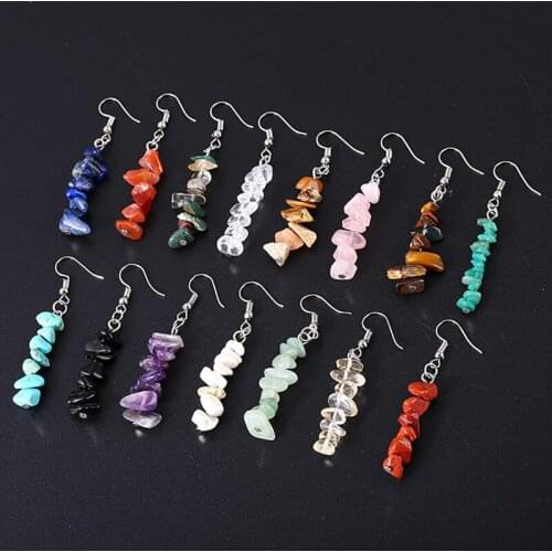 Fashion Colorful Natural Stone Dangle Earrings For Women Boho Long Fringed Hanging Statement Drop Earrings Female Jewelry Gift
