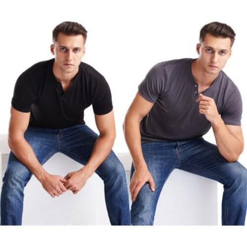 2021 New Mens V-neck T-shirt Fitness Bodybuilding T-shirt High Qualit Summer Pure Color Short-Sleeved Fashion Casual Cotton Top