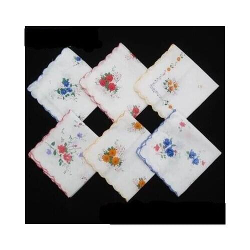 Small Suihua handkerchief scallop aged cotton printing cotton handkerchief for ladies and children