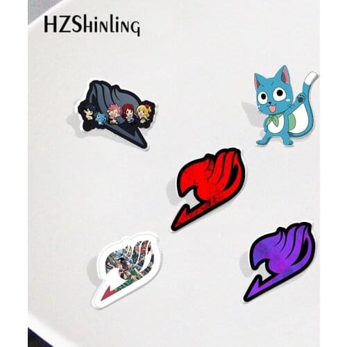 New Fashion Fairy Tail Cartoon Acrylic Lapel Pins Badge Resin Epoxy Jewelry Accessories
