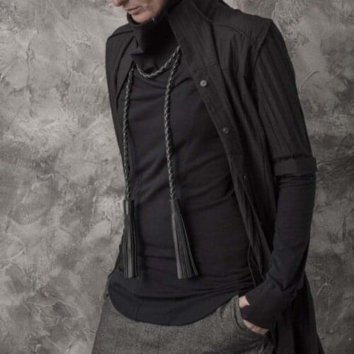 2021 New Tassel Leather Necklace For Women Black Long Necklaces Fashion Bohemia Jewelry Handmade Leather Choker Party Jewelry