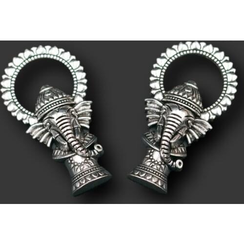 WKOUD 4pcs Silver Color 3D Indian Elephant God Ganesha Charm Religious Necklace key Chain DIY Metal Jewelry Pendants A384