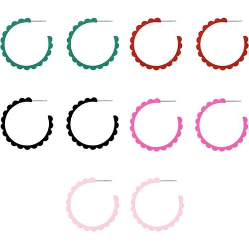 QCOOLJLY Colorful Circle Round Stud Earrings Women Ladies Wedding Party Statement Ear Studs Flower Ear Jewelry Aretes De Mujer