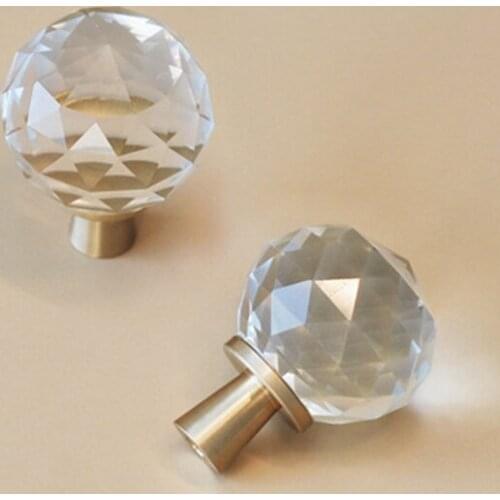 Luxury Crystal Cabinet Handle Decor Knobs Drawer Pull Knob Transparent Black European Furniture Hardware Door Handle Accessories