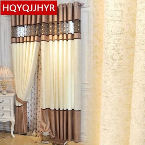 Stitching luxury European style flat curtain for Living Room High - end customized bedroom floor curtains Window curtain kitchen