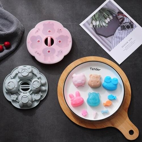 DIY Cake Decorating Tools Cartoon Silicone Mold Rice Cake Steamed Pastry Mold with Lid Dessert Cake Mold Chocolate Mold