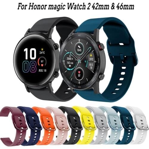 Silicone strap for Honor Magic Watch 2 42mm 46mm Watchband Bracelet Sport Smart watch Replacement Strap For Huawei GT GT2 Strap