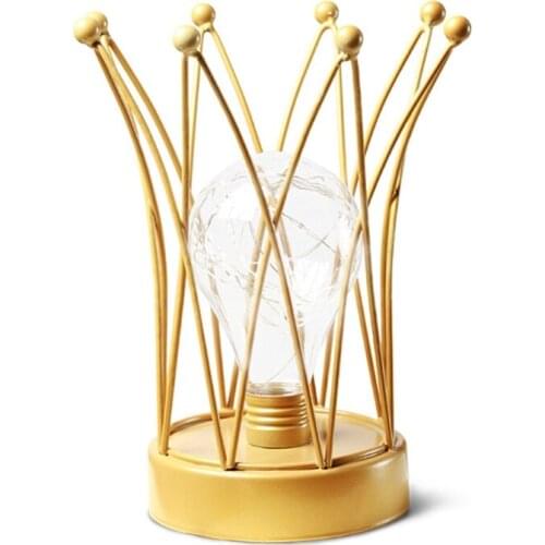 LED Bedside Light in Crown Shape Night Lamp Nordic Style Best for Home Decor Desk Lamp Wrought Iron