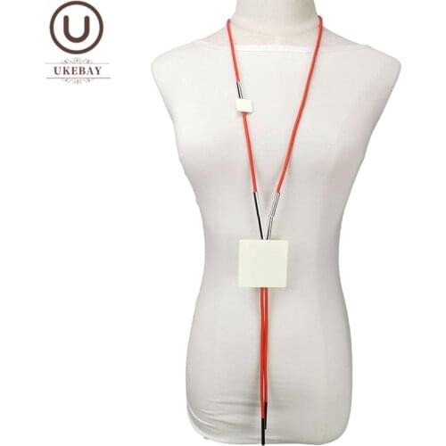 UKEBAY Long Chain Handdmade Statement Necklaces For Female Pendant Necklaces Wood Accessories Rubber Rope Ethnic Clothes Jewelry