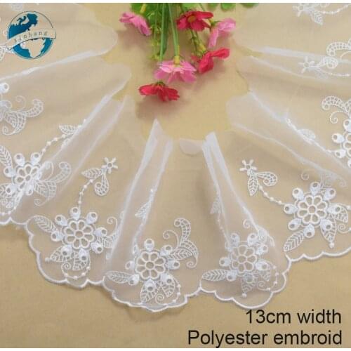 13cm wide polyester embroidery lace sewing ribbon guipure trim wedding decoration DIY dolls dress Accessories lace edge#4057