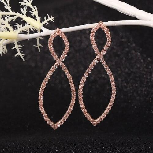 Infinity Loop Pave Rhinestone Earrings Women Wedding Jewelry Drop Earring