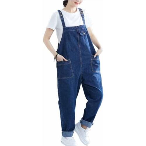 Fashion Plus size 5XL-8XL Denim Jumpsuits Bib Pants Women Adjustable Sling Jeans Female Loose Casual Harem Pants Rompers G185