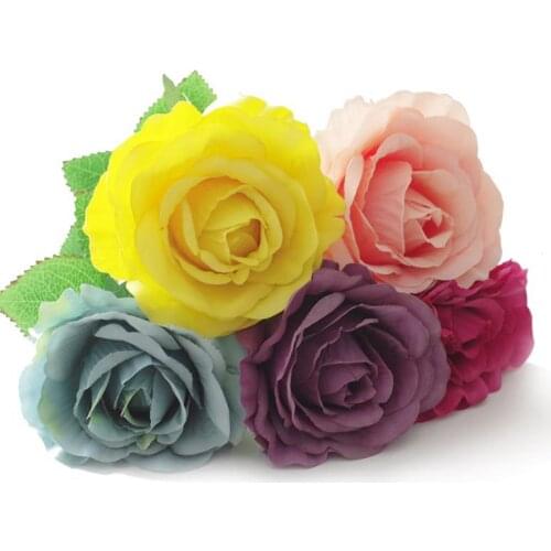 12cm Artificial Roses Flower Head Wedding Birthday Party Festive Decoration Fake Flowers DIY Flower Wall flores artificiales
