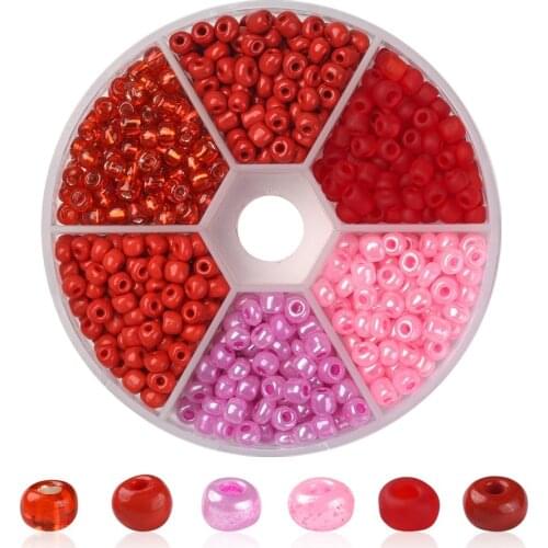 2/3/4mm Gradient Red Series Czech Glass Rice Beads Round Spacer Loose Beads for Handmade Jewelry DIYAccessories Round Boxed