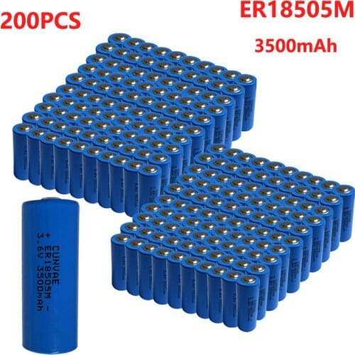 200pcs 18505M ER18505 Type A Size 3.6V LiSOCl2 battery heat meter Lithium batteries water meter instrument 18505M 18505 3500mAh