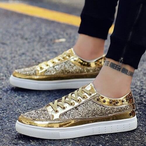 2020 Autumn Spring Women Flats Rose Gold Silver Rivet Sequins Shiny Designer Casual Shoes WomenS Golden Bling Shoes Woman