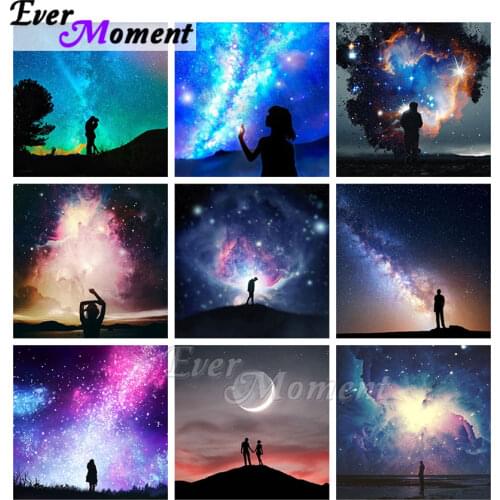 Ever Moment Diamond Painting Paint By Diamond Handmade Decoration Starry Sky Portrait Full Square Resin Drill Embroidery ASF2285
