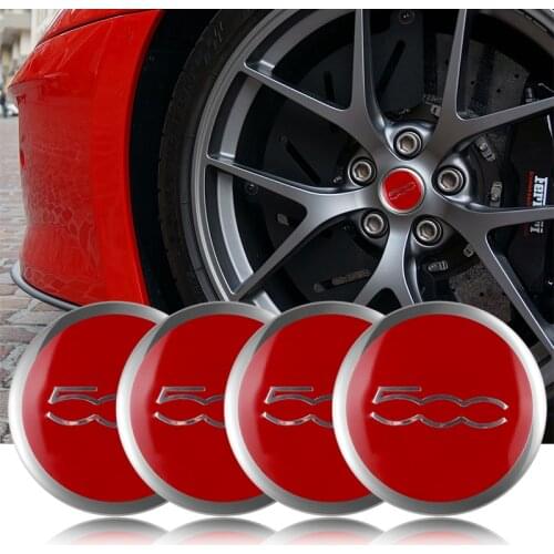 Car Styling 4pcs 56mm Aluminum 500 5CC Logo Car Wheel Center Hub cap sticker For Fiat Abarth 124 125 125 500 695 OT2000 Coupe