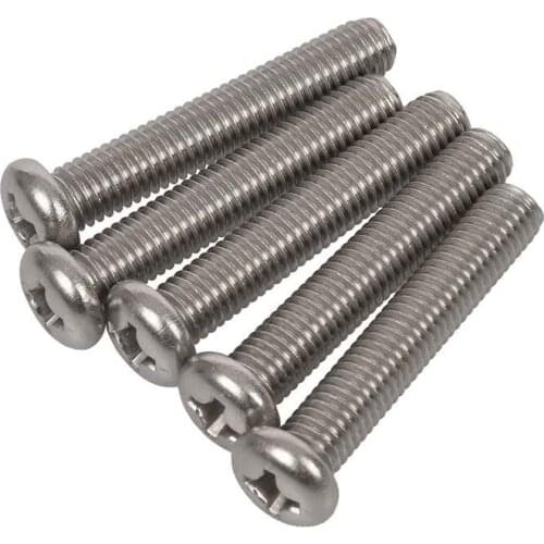 M8 x 45mm 304 Stainless Steel Phillips Machine Screw Bolt 5pcs