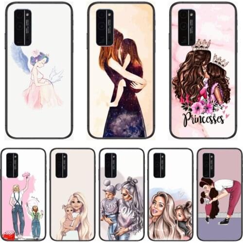 Mother angel Phone Case Hull For Huawei Honor 8 9 10 20 30 A S Lite Pro 5g i Black Back Soft Cell Cover Pretty