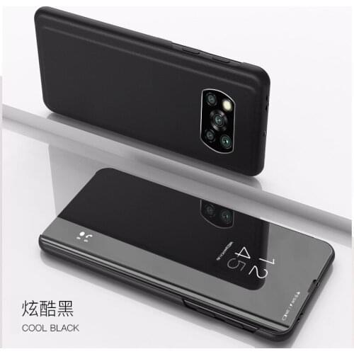 Case For Xiaomi Poco X3 NFC Luxury Flip Stand Clear View Mirror Protective
