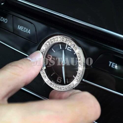 For Benz C Class W205 Rhinestone Style Center Console Clock Frame Trim Cover 2014-2018 1pcs Car Accessories Interior Car Decor