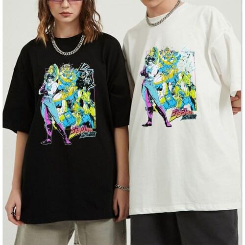Fashion Summer Jojo Bizarre Adventure T Shirt Men Short Sleeved Oversized Manga T-shirt Cotton Womens Shirt Graphic Tee Top
