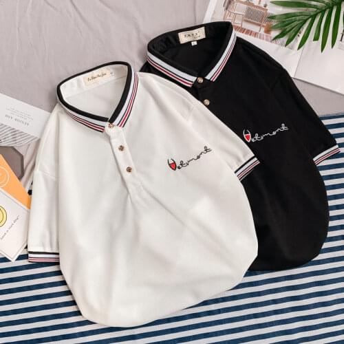 Korean Style Ulzzang Short-sleeved T-shirt Men Harajuku Oversized T-shirts Polo Shirt Couples Men And Women Clothing Summer Top