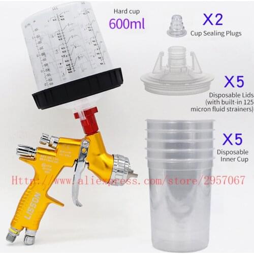 HVLP manual spray gun air spray gun 1.3mm 600CC paint mixing cup pps plastic cup gravity spray gun suitable for car spraying