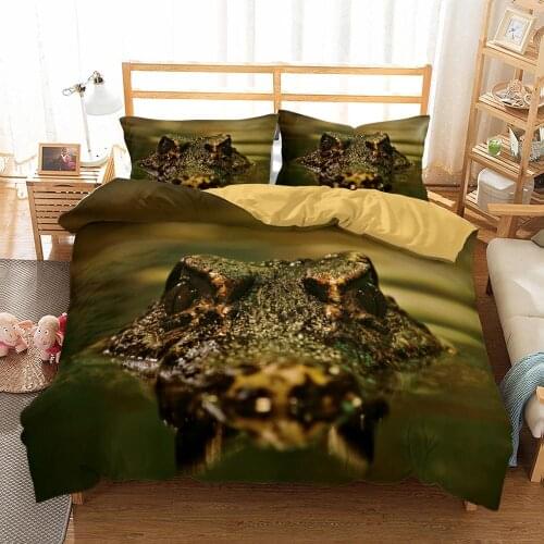 3D Crocodile Bedding Set Animal Duvet Cover For Bedroom Design Bed Quilt Cover Pillowcase For Adults 2/3 Pieces Accept Drop Ship
