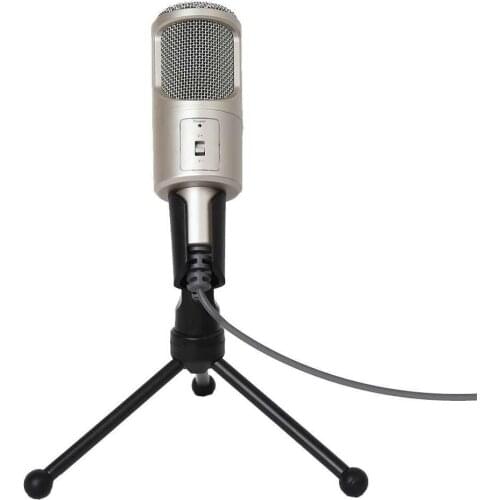 SF-960 Condenser Microphone, 3.5mmUSB Interface Computer Game Singing, Computer Microphone, Computer USB Wired Microphone (Gold)