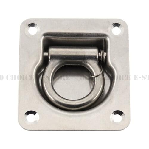 304 Stainless Steel Heavy Duty Recessed Plate Floor Rope Tie-Down Lashing D-Ring Tiedown Anchor with Spring for Trailer Truck