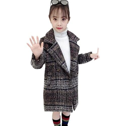 Girls Jacket Outerwear Plaid Pattern Girls Coats Autumn Winter Girls Jackets Thick Warm Clothes Girl 6 8 10 12 14