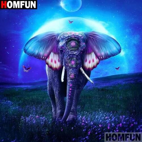 HOMFUN Square/Round Drill 5D DIY Diamond Painting "Animal elephant" Embroidery Cross Stitch Full Rhinestone Decor A00380