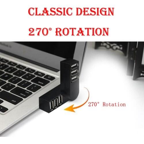 Mini HUB Rotatable 3 Ports USB HUB 2.0 Multi USB Splitter Adapter High Speed for Macbook Notebook Laptop Computer PC