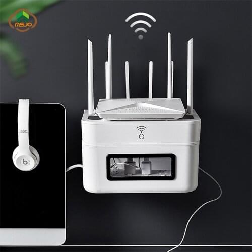 MSJO Cable Organizer Case Storage Box Wireless Wifi Wall Hanging Shelf Plastic Wire Manager Power Cable Organizer Rack