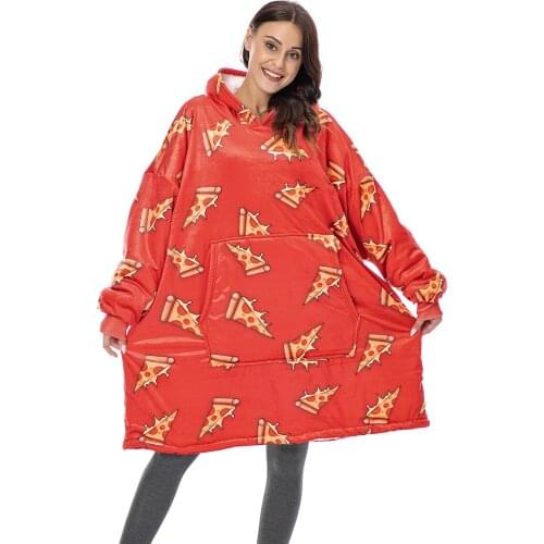 All Patterns Wearable Hoodie Blanket with Sleeve Sherpa Fleece Sweatshirt Velvety Vegan Flannel Oversized Hoodies Women and Men