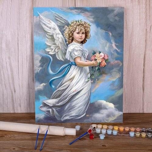 Angel Girl Painting By Numbers Complete Kit Oil Paints 50*70 Canvas Pictures Home Decor Children Drawing