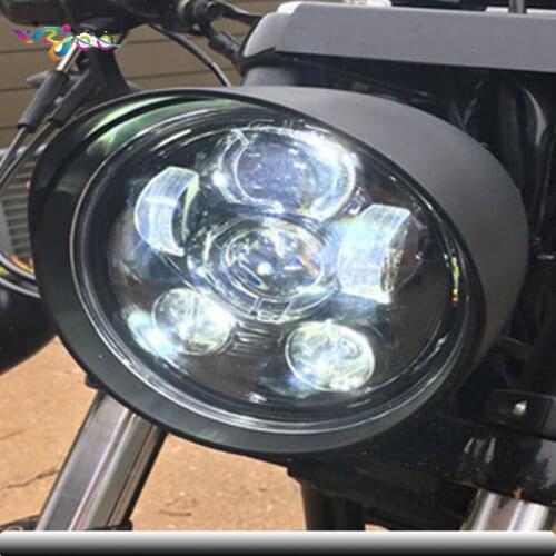 WZJOO 5.75" Led Headlight 5 3/4 Inch Visor Style Headlamp Trim Ring For Sportster XL 883 883N 1200 Dyna