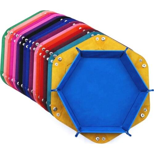 Dice Tray Foldable Metal Dice Rolling Tray Holder Storage Box for RPG DND Table Game Double Sided Folding Leather Velvet XH8Z