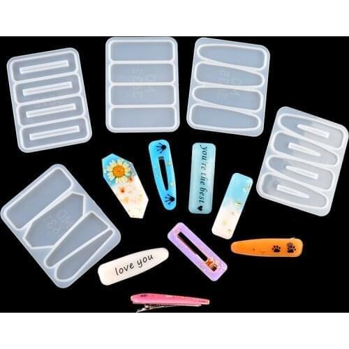 Gold Plated Metal Snap Hairpin Resin Mold DIY Hairpin Girl Geometry Epoxy Resin Hair Clip Silicone Mold