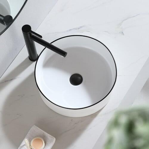 Simple Nordic white black side round small apartment washbasin ceramic basin small size washbasin 30CM