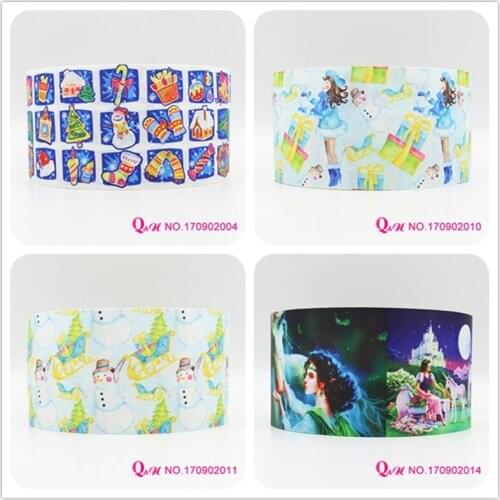 Q&N ribbon 16mm 22mm 25mm 38mm 50mm 75mm snowman printed grosgrain ribbon webbing 50yards/roll for hair tie free shipping