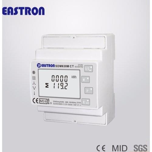SDM630MCT non-MID 1/5A CT connected Mutli Function Four Module Three Phase Digital Din Rail Power Meter, RS485 port Modbus RTU