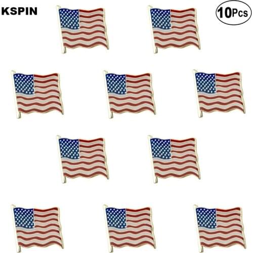 U.S.A Square Shape Flag Lapel Pin Flag badge Brooch Pins Badges 10Pcs a Lot