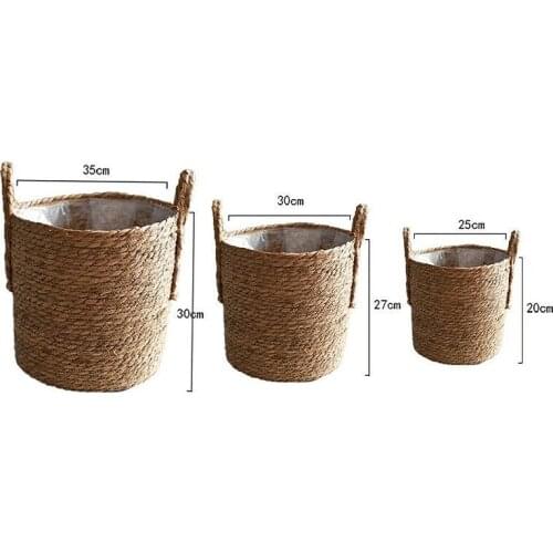 Straw Storage Basket Rattan Floor Flower Pot Crafts Decoration Modern Home Living Room Bedroom Shop Flower Basket Home Decor