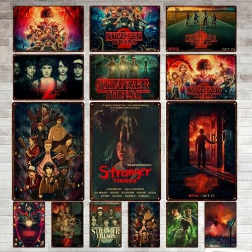 Stranger Things Vintage Metal Plaque Classic Movie Metal Plate Retro Tin Sign Iron Plate Wall Art Poster Home Decor Bar Cinema