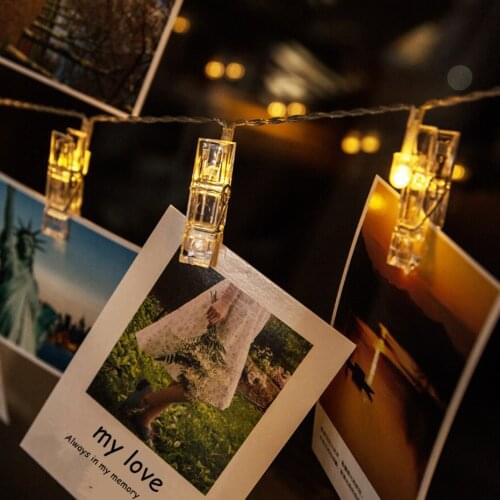 Led Light Photo Christmas Decorations Ornaments Bedroom Festoon Fairy Hanging Clips String Light Garland 6/10M Battery Operated